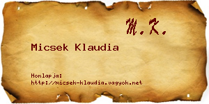 Micsek Klaudia névjegykártya